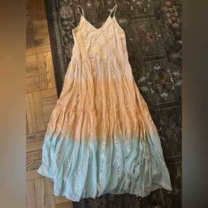 Miss June Paris Boho Ombré Metallic Stripe Cotton Maxi Dress One Size